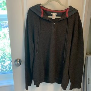 Carbon 2 Cobalt Men’s XXL brown lambswool zip up hoodie sweater, elbow pads.